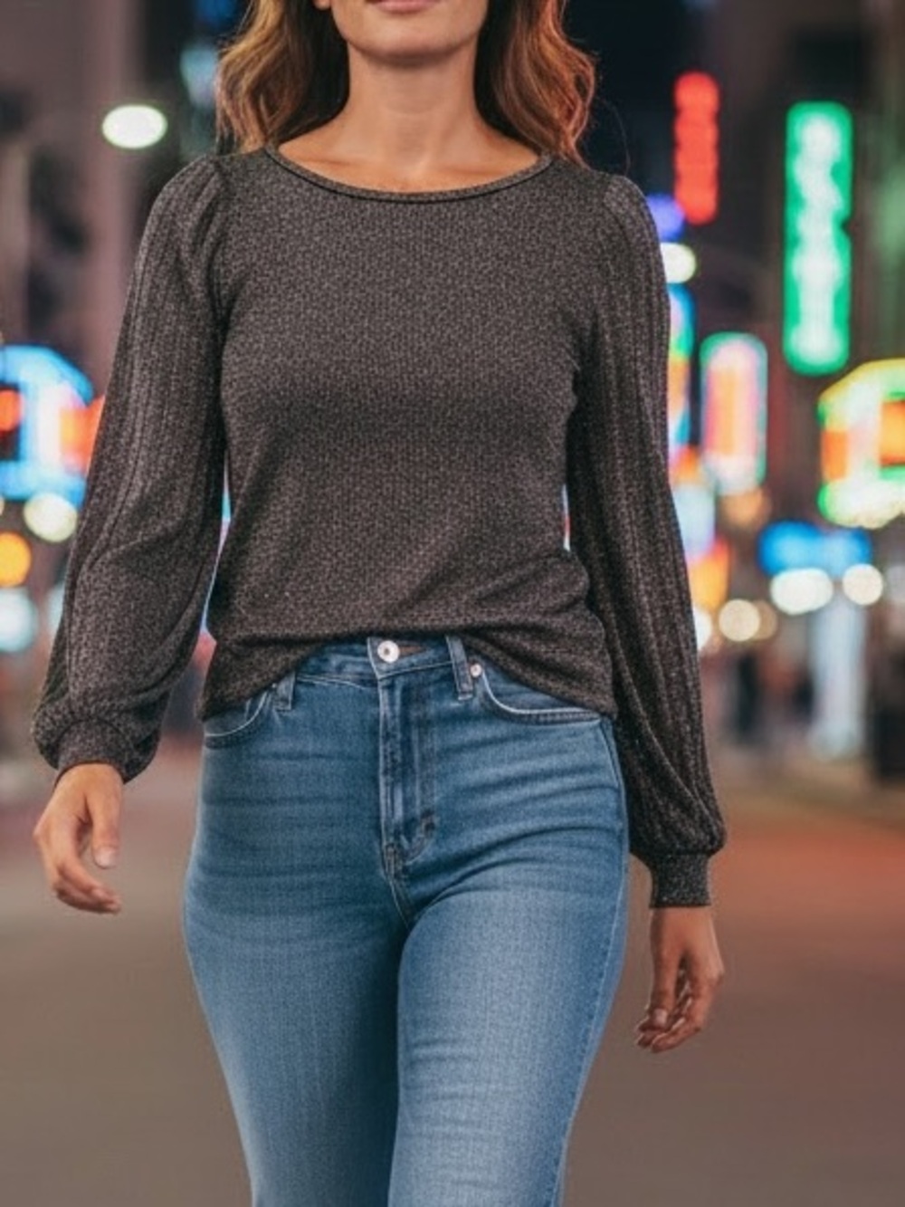 Premise women’s Metallic Thread Long-Sleeve Top - silver